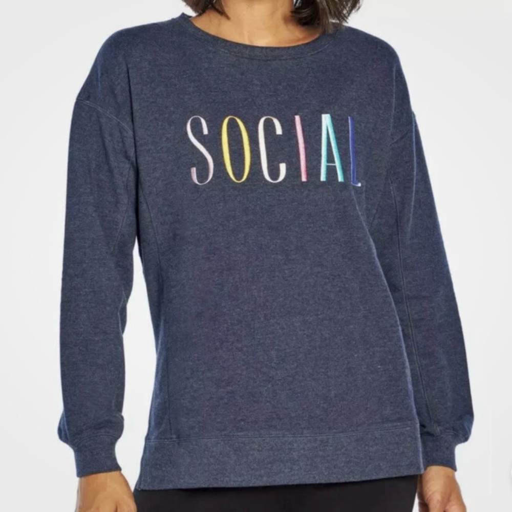 NWOT Wildfox “Social” Statement Navy Sweatshirt Medium